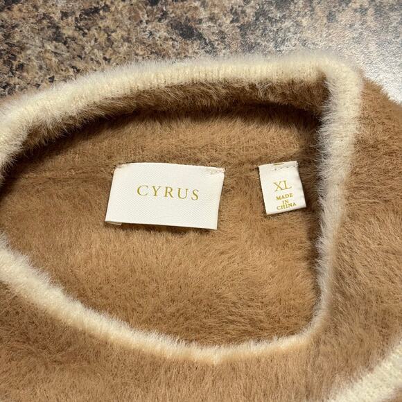 Cyrus Sweater Fuzzy Cottage Oversize Cozy Y2K Academia Comfort Stretch Brown XL - Picture 3 of 6